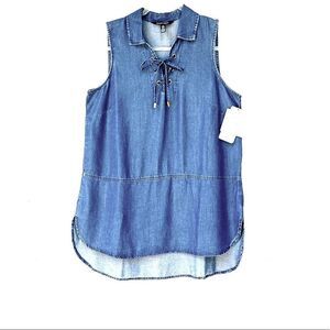 Ellen Tracy New Tunic Lace Front Top M NWT